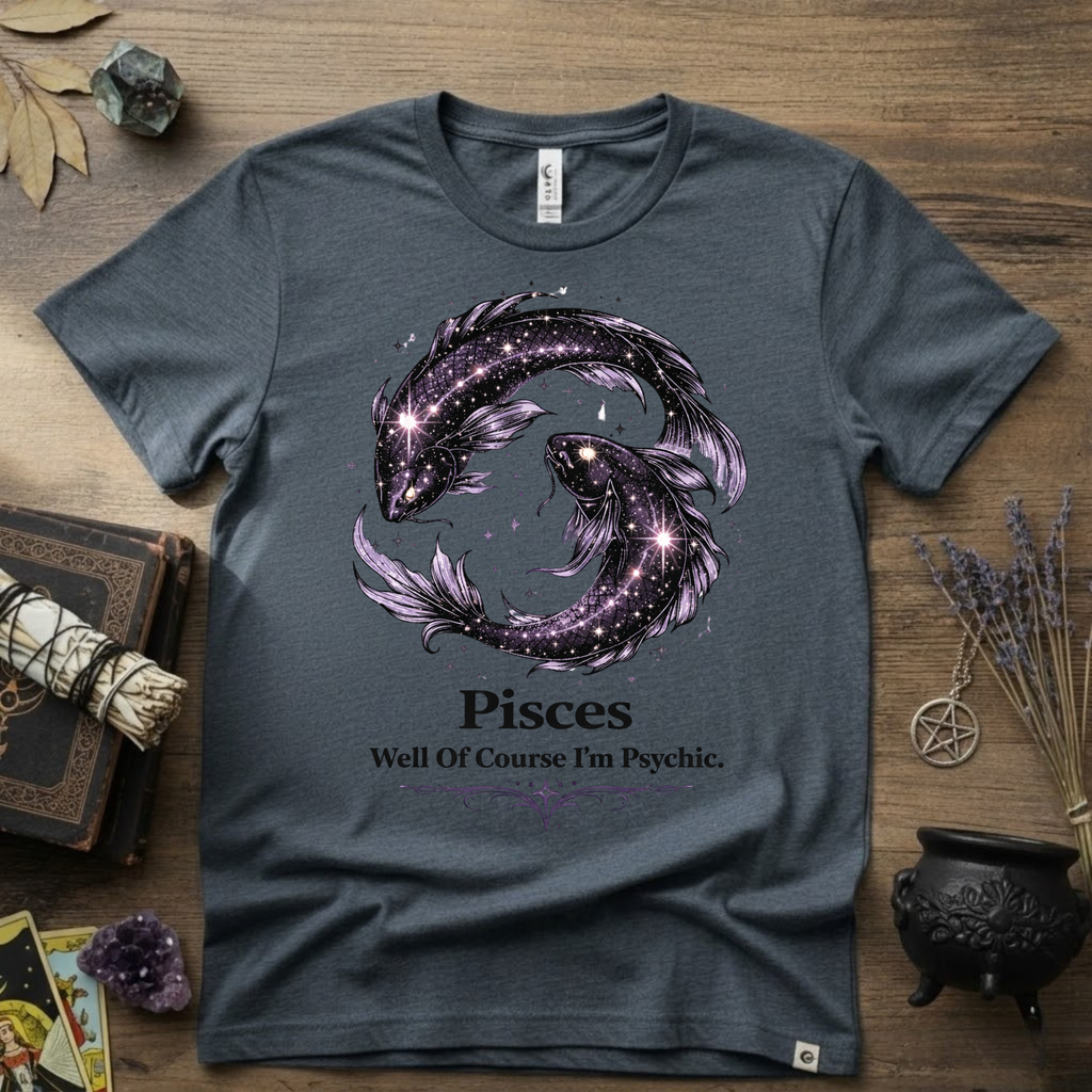 Pisces Zodiac T-Shirt — “Well of Course I'm Psychic” Horoscope Tee