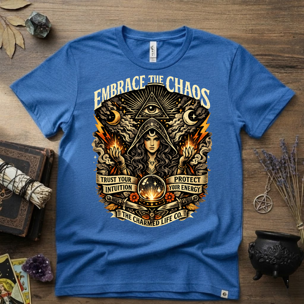Witchy Tee "Embrace the Chaos" Graphic T-Shirt The Charmed Life Co. Logo