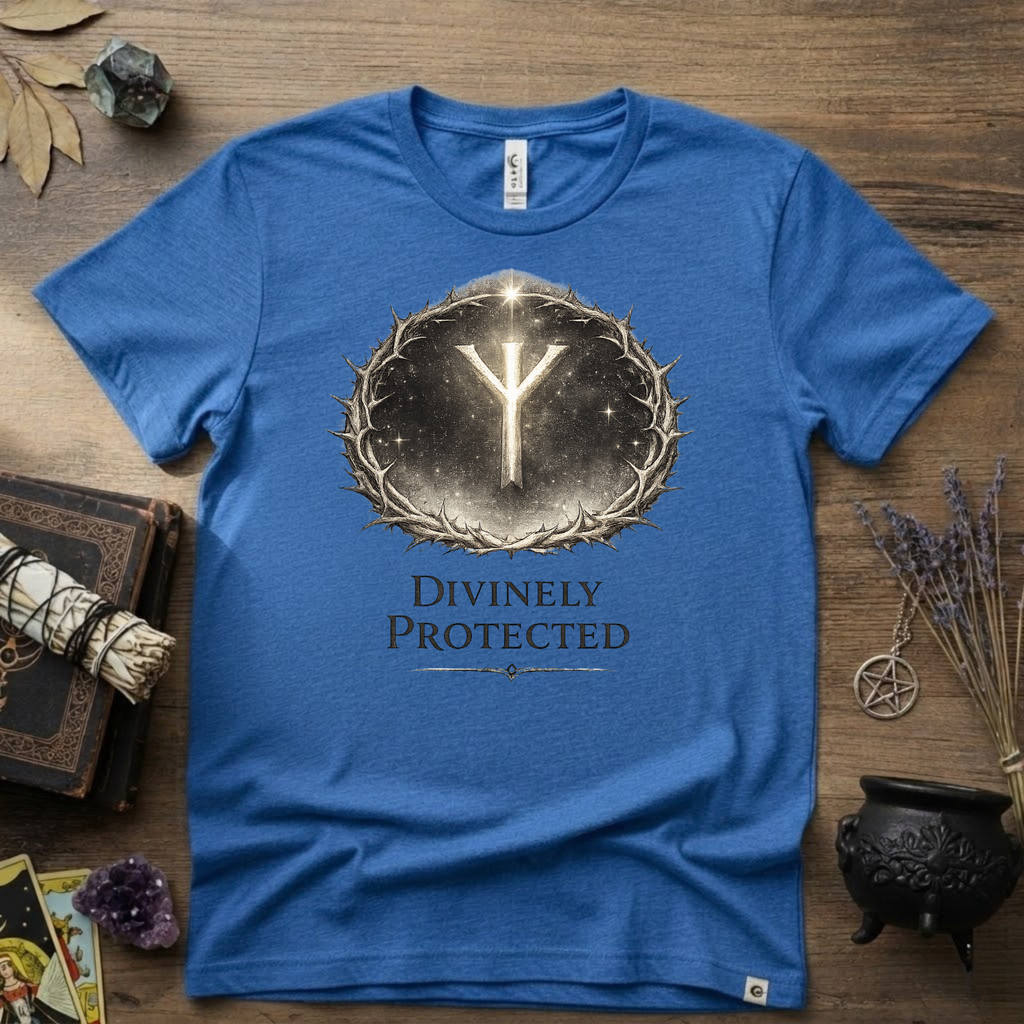 Divinely Protected Algiz Rune T-Shirt — Viking Protection Symbol Tee