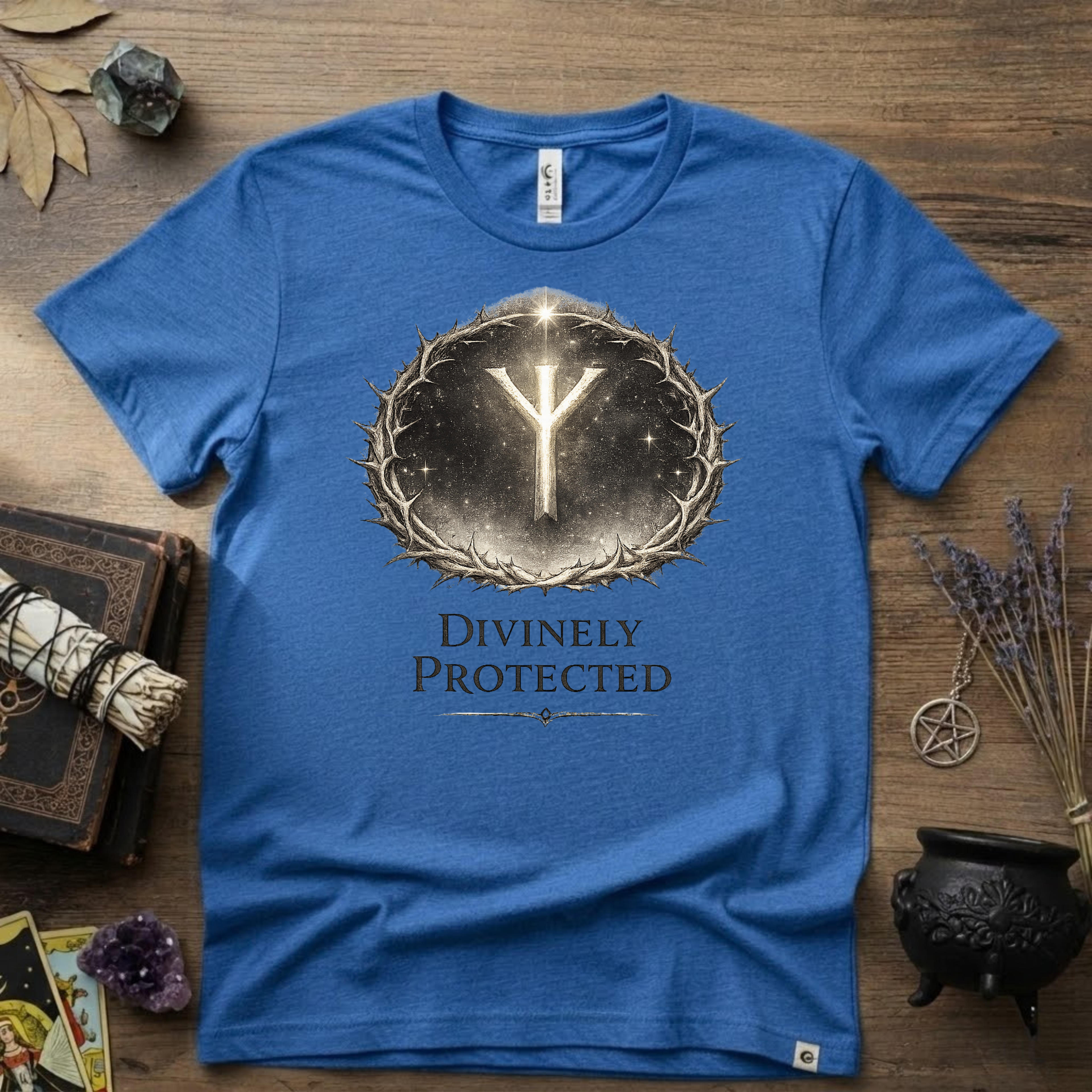 Divinely Protected Algiz Rune T-Shirt — Viking Protection Symbol Tee