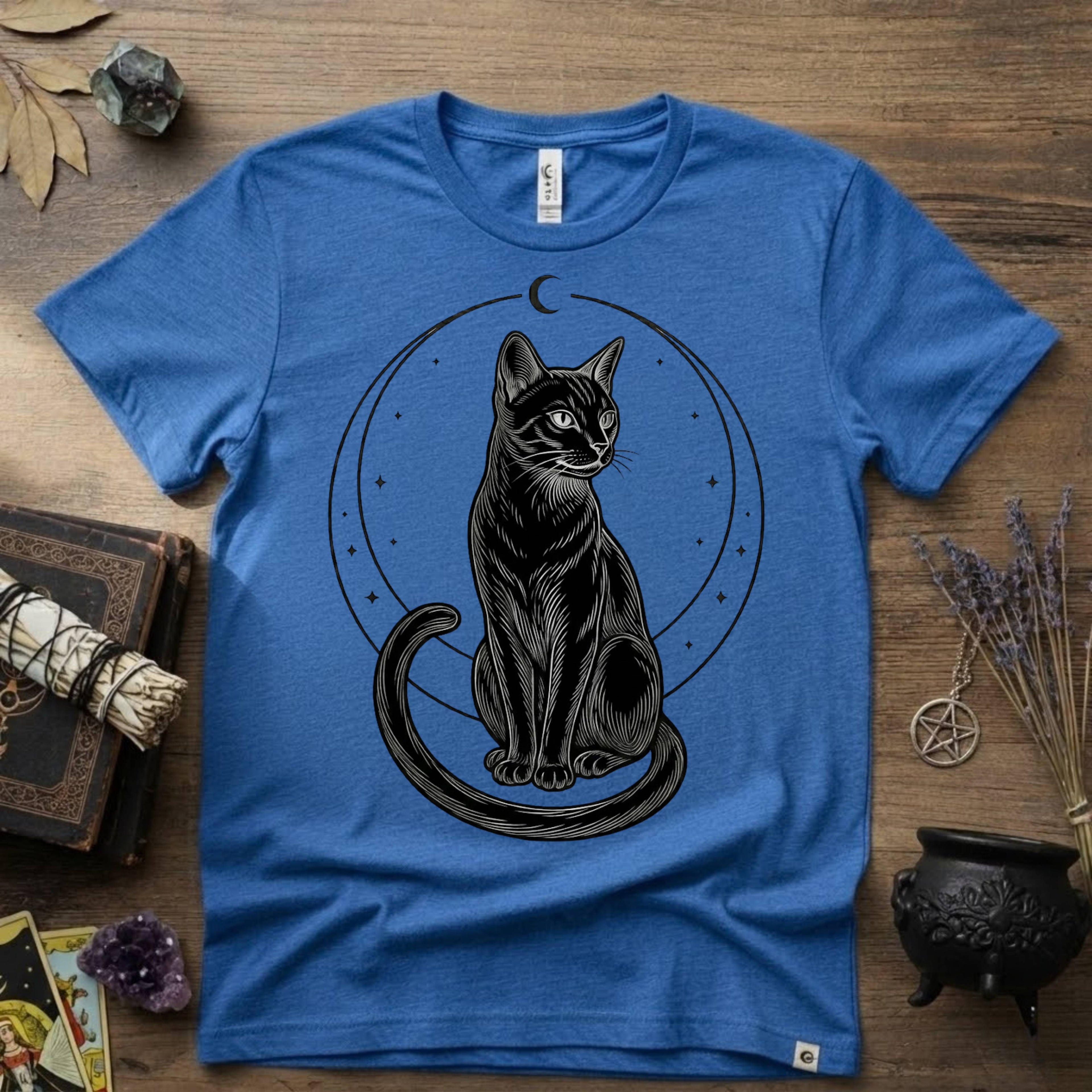 Black Cat Totem T-Shirt — Mystical Feline Graphic Tee