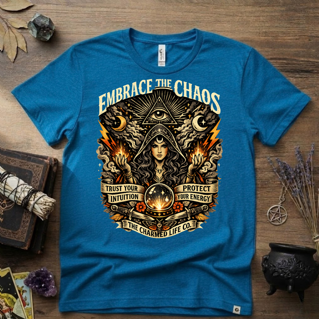 Witchy Tee "Embrace the Chaos" Graphic T-Shirt The Charmed Life Co. Logo
