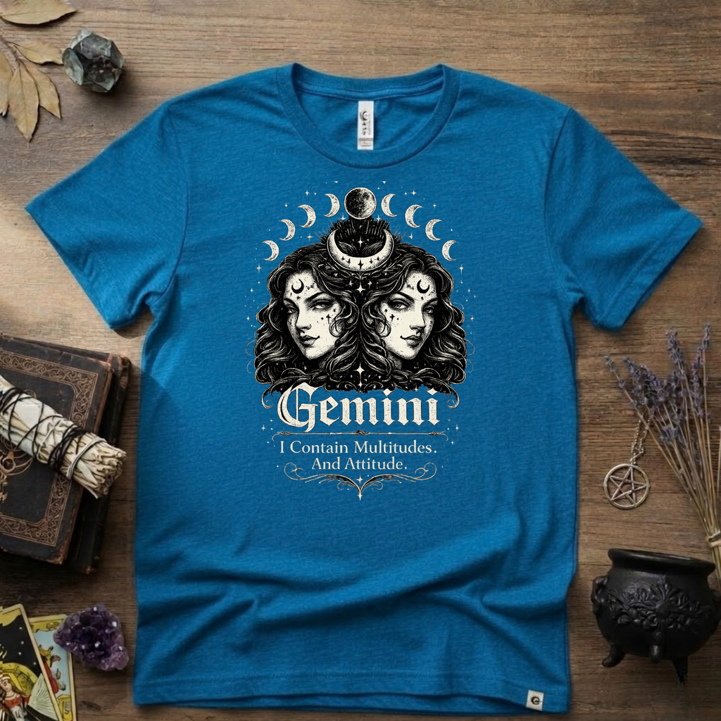 Gemini Zodiac 'I Contain Multitudes and Attitude' T-Shirt