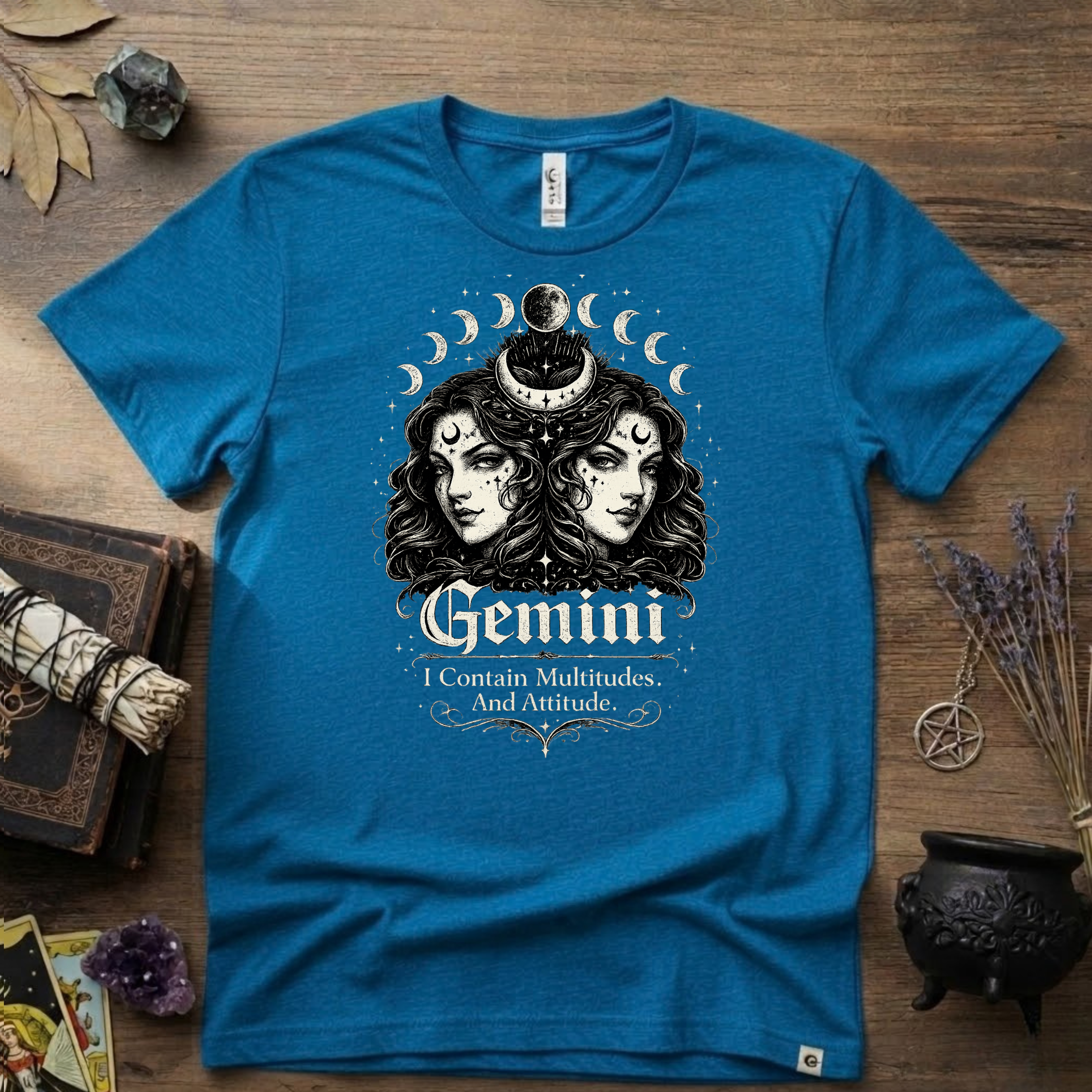 Gemini Zodiac 'I Contain Multitudes and Attitude' T-Shirt