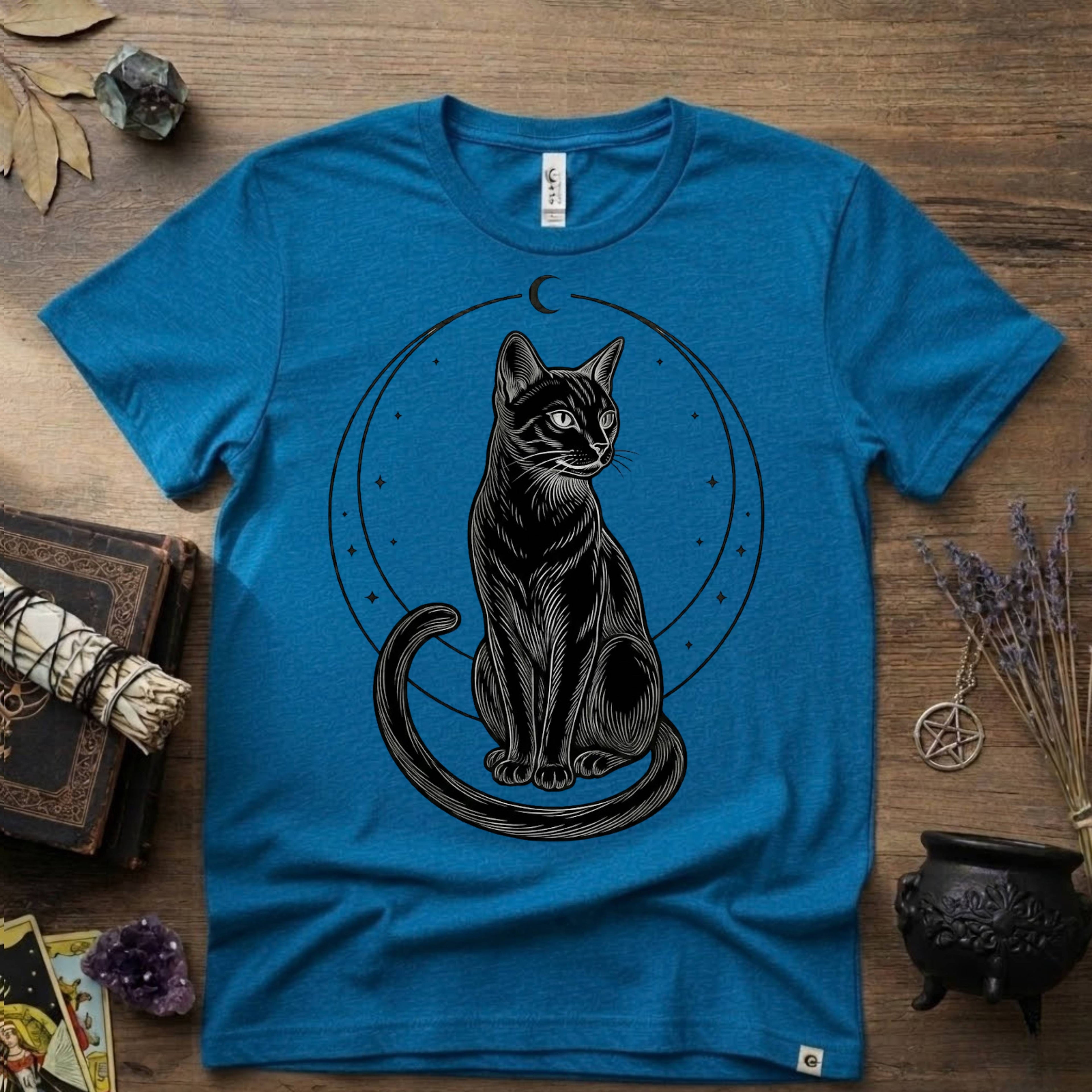 Black Cat Totem T-Shirt — Mystical Feline Graphic Tee