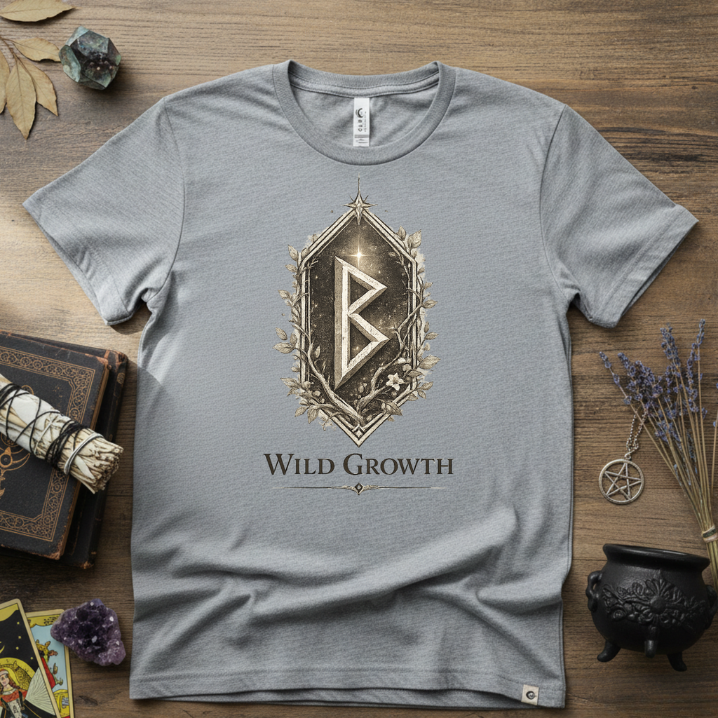 Berkano Rune T-Shirt — Wild Growth Pagan Symbol Tee