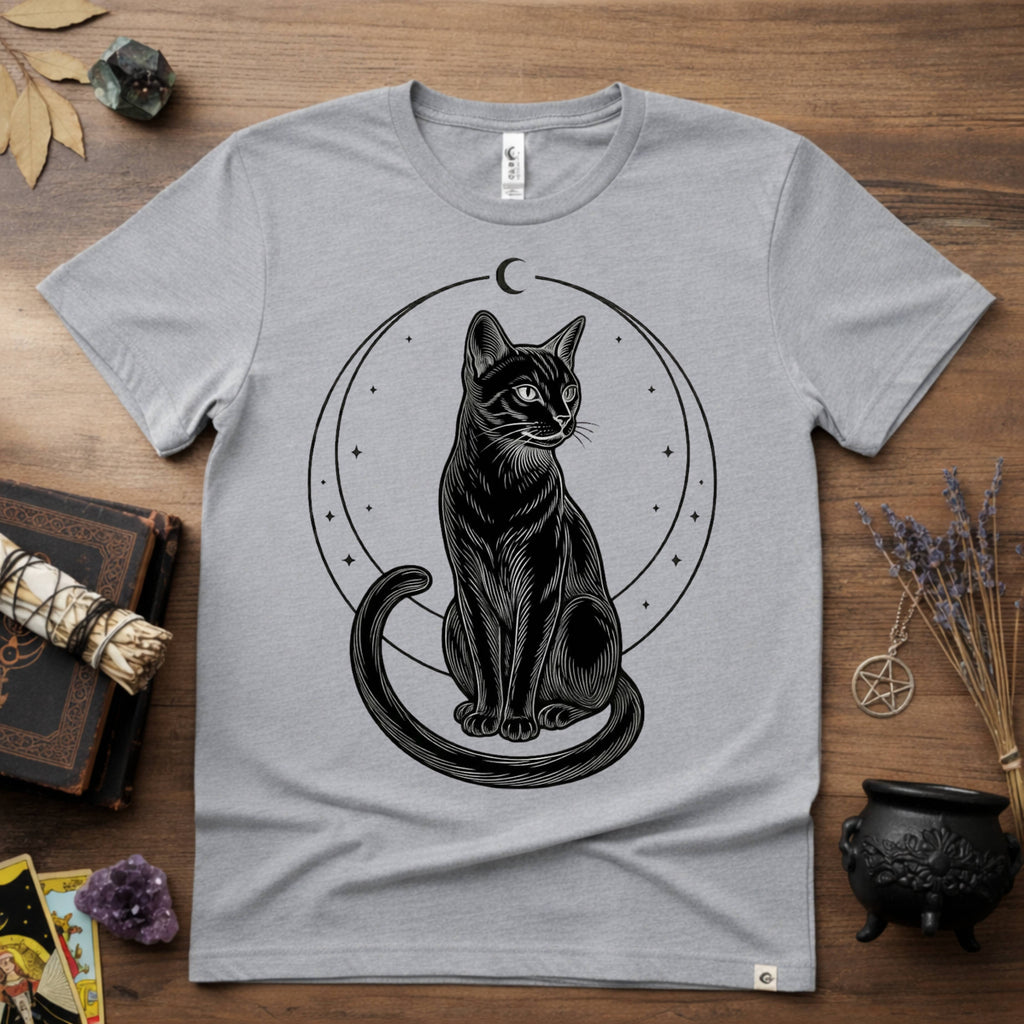 Black Cat Totem T-Shirt — Mystical Feline Graphic Tee