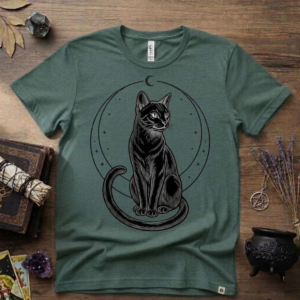 Black Cat Totem T-Shirt — Mystical Feline Graphic Tee