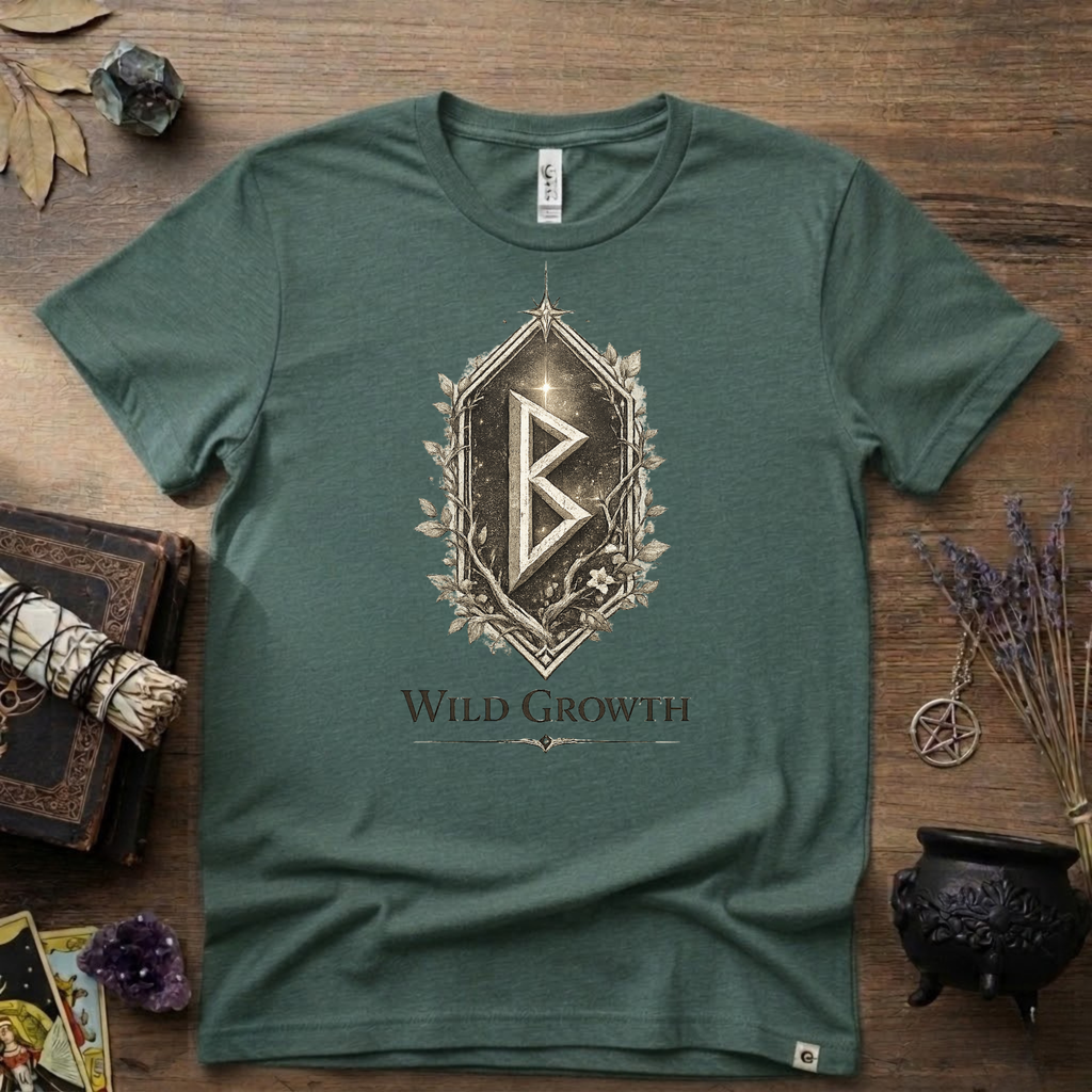 Berkano Rune T-Shirt — Wild Growth Pagan Symbol Tee