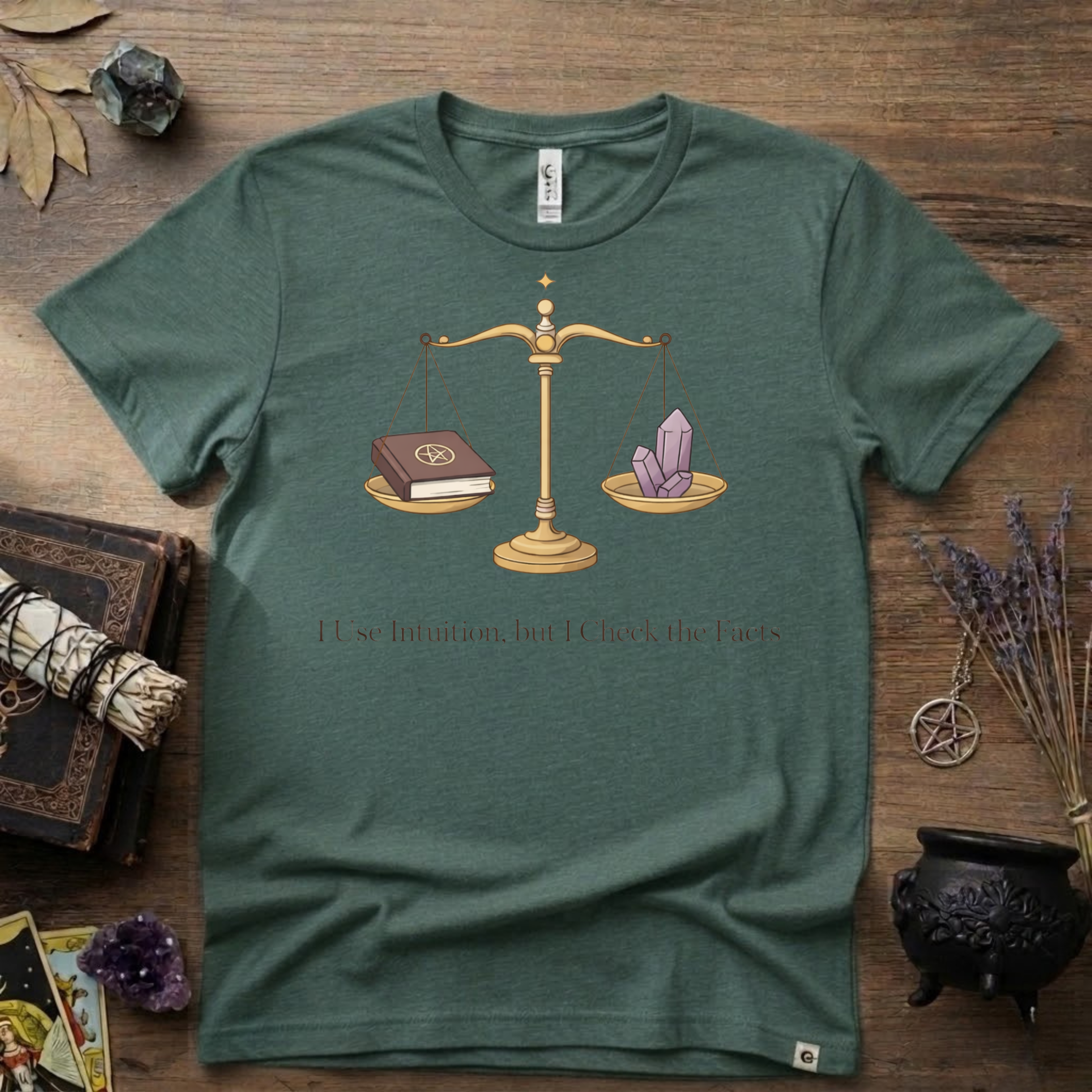 I Use Intuition But I Check The Facts T-Shirt | Witchy Feminist Magick