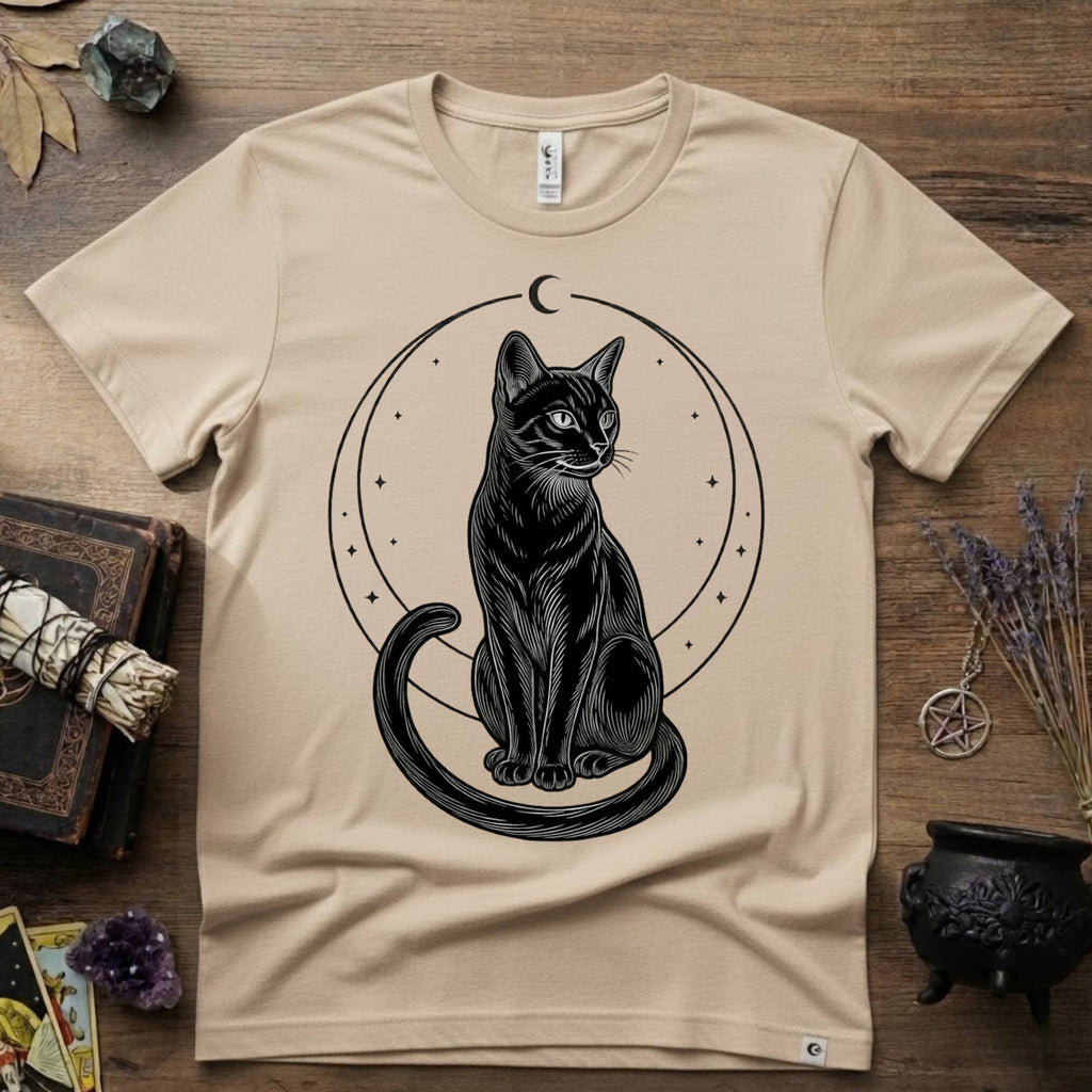 Black Cat Totem T-Shirt — Mystical Feline Graphic Tee