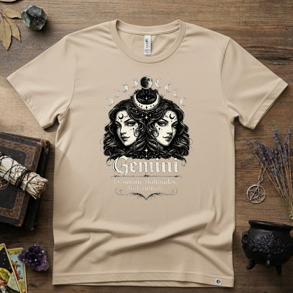 Gemini Zodiac 'I Contain Multitudes and Attitude' T-Shirt