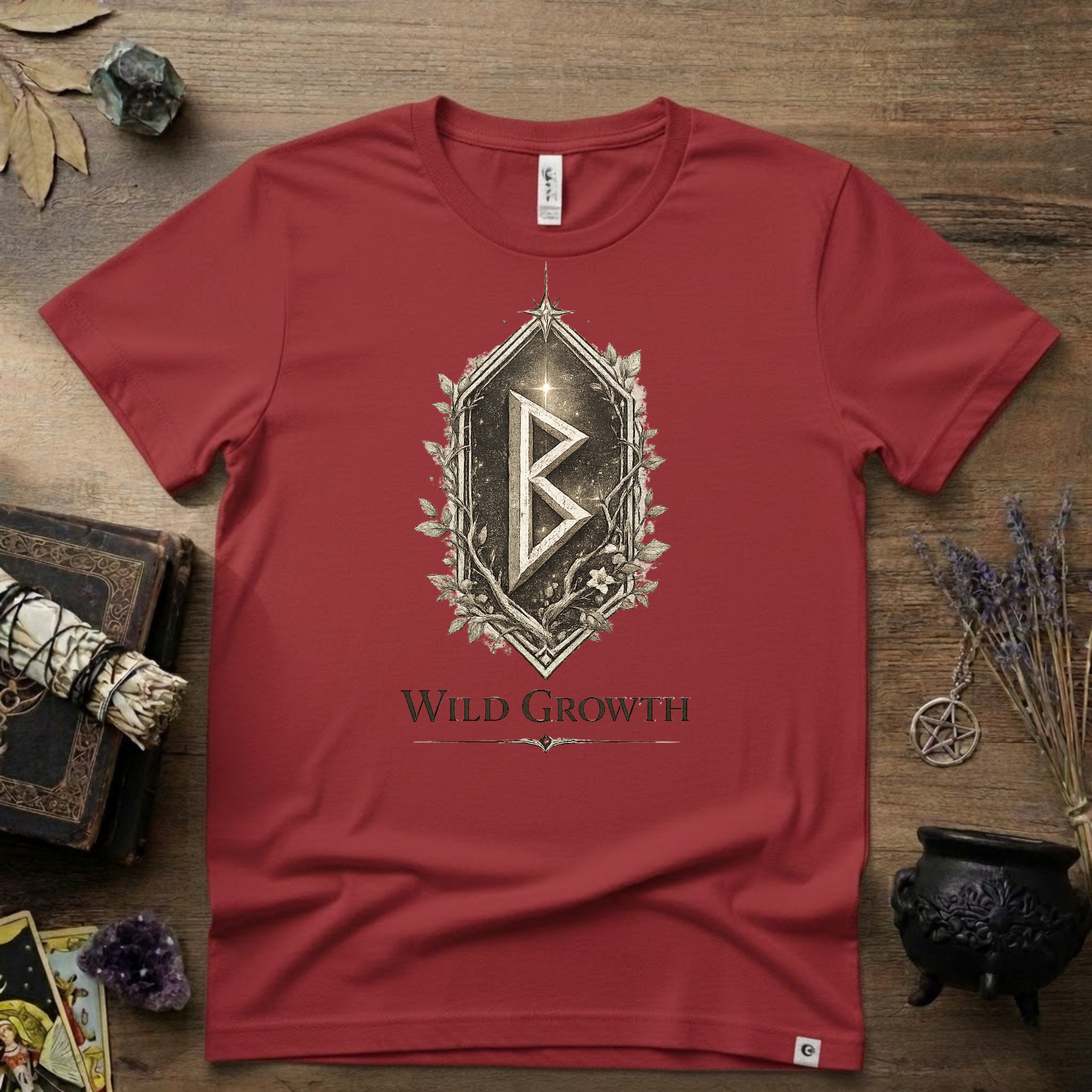 Berkano Rune T-Shirt — Wild Growth Pagan Symbol Tee