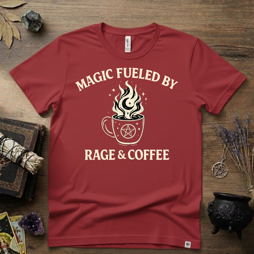 Witchy T-Shirt — "Magic Fueled by Rage and Coffee"