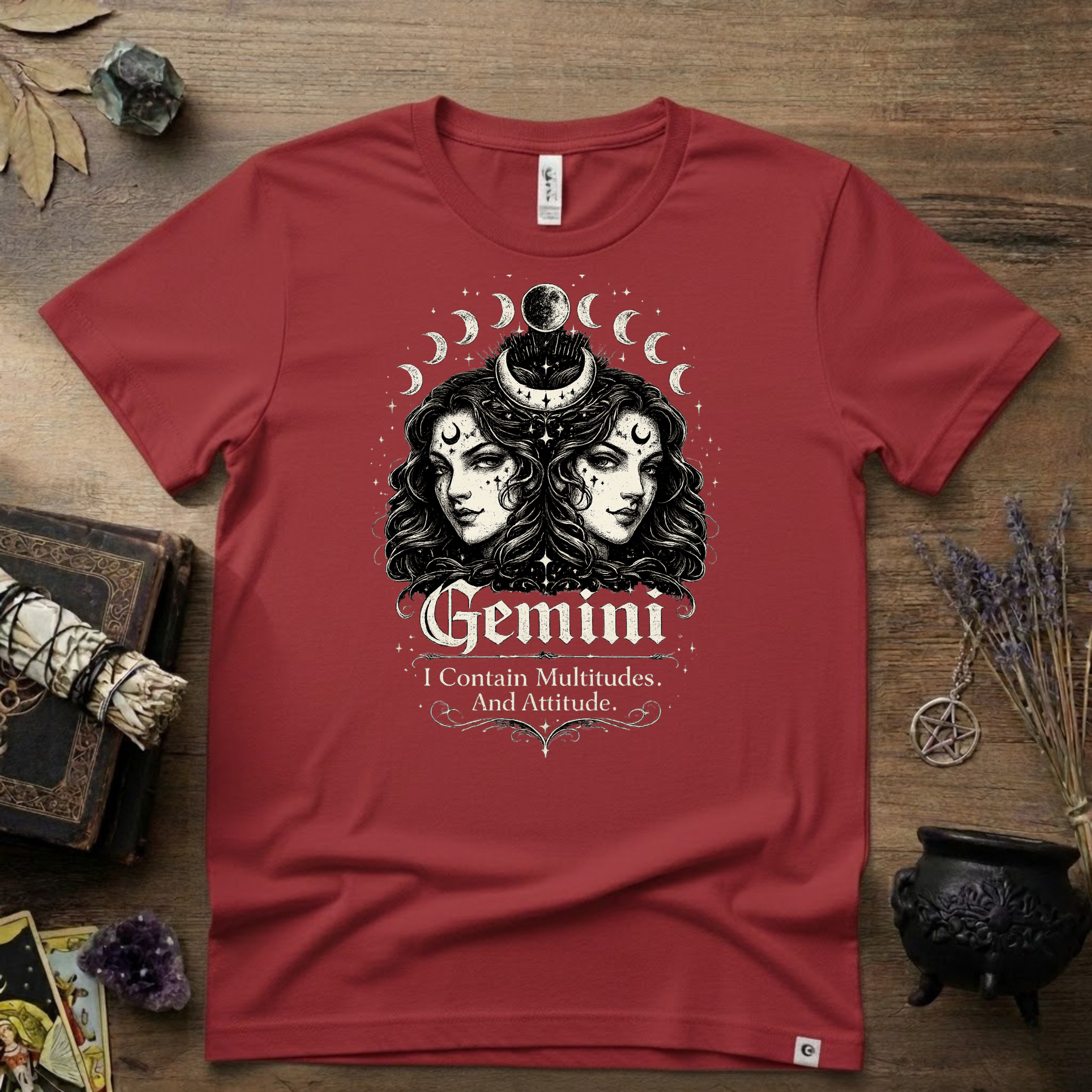 Gemini Zodiac 'I Contain Multitudes and Attitude' T-Shirt