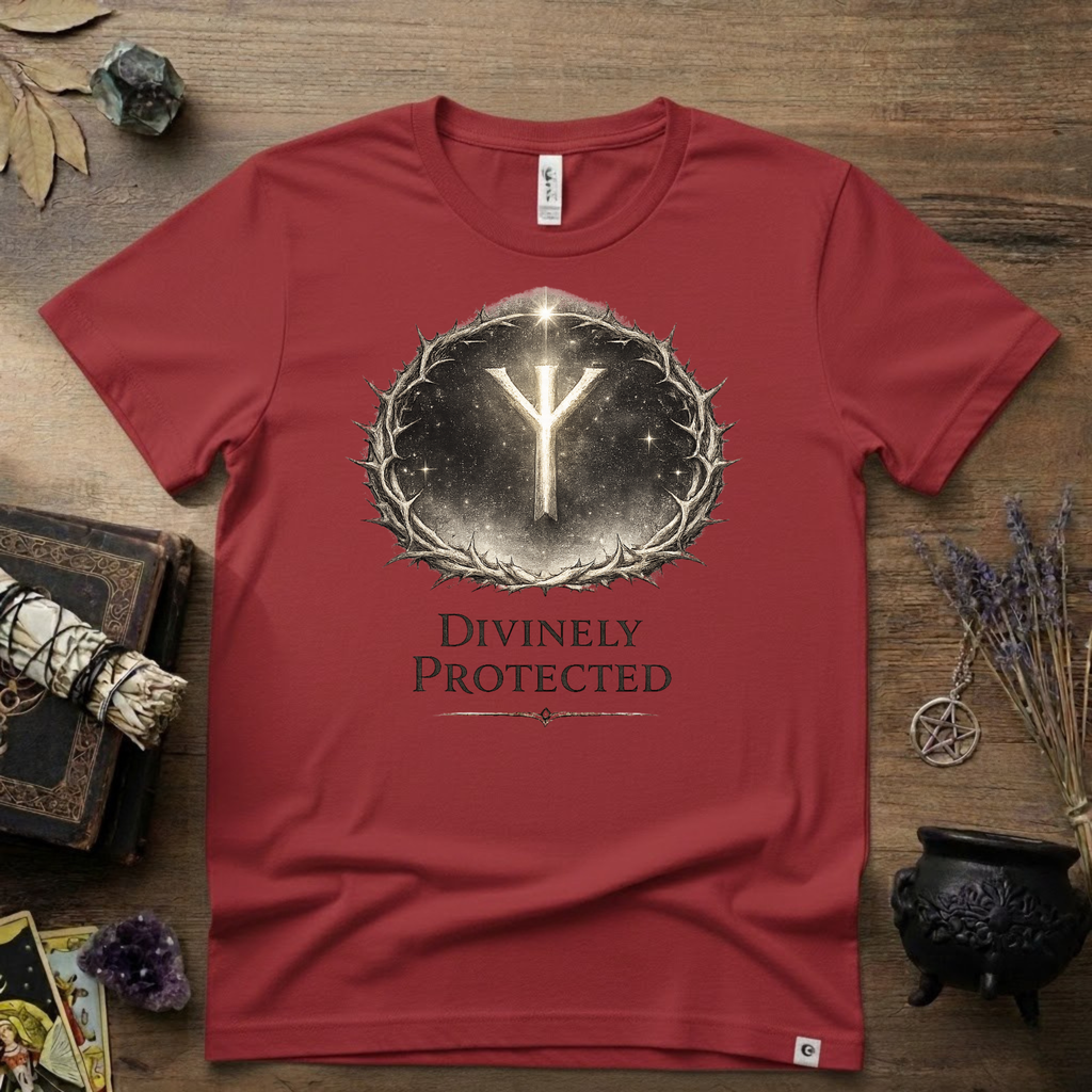 Divinely Protected Algiz Rune T-Shirt — Viking Protection Symbol Tee