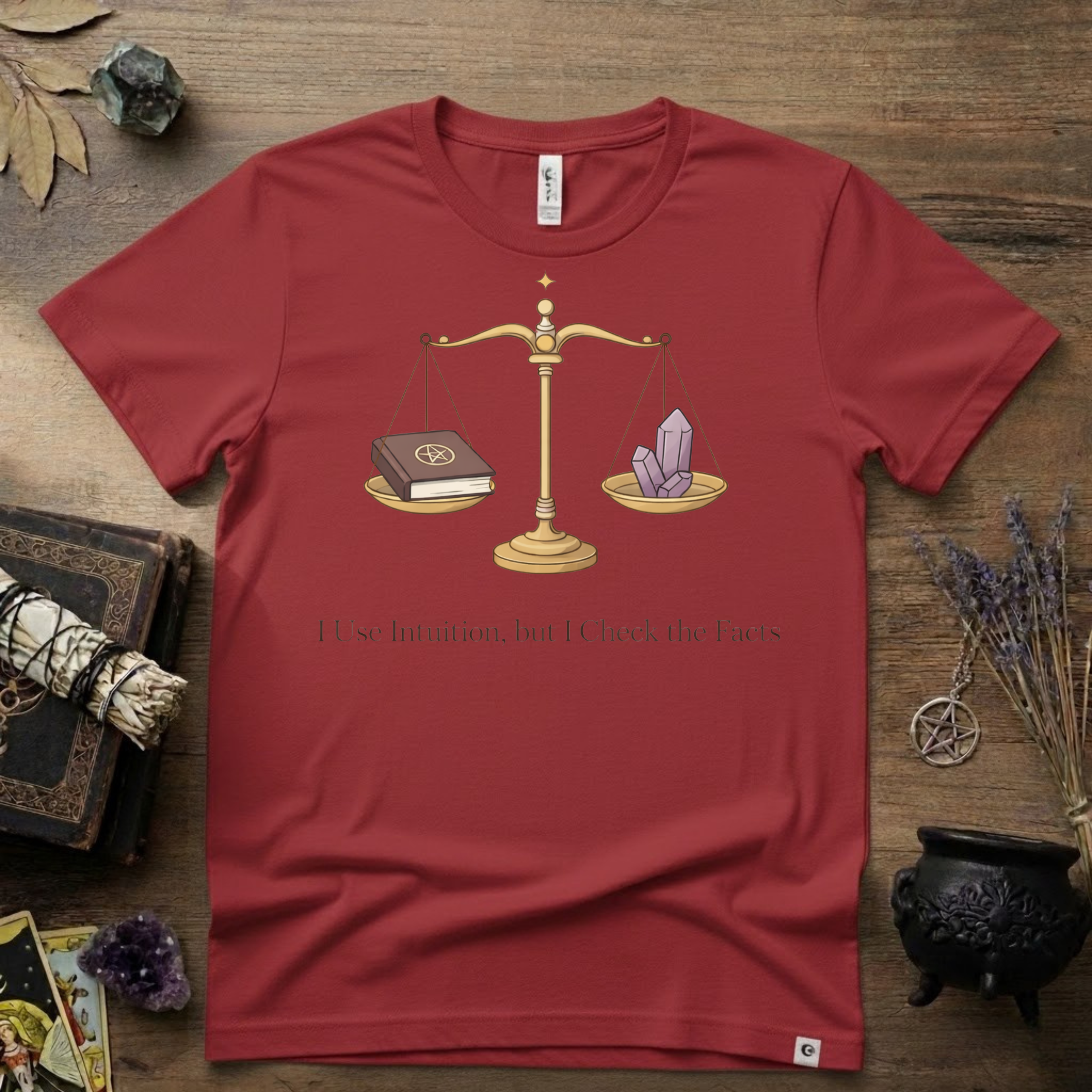 I Use Intuition But I Check The Facts T-Shirt | Witchy Feminist Magick
