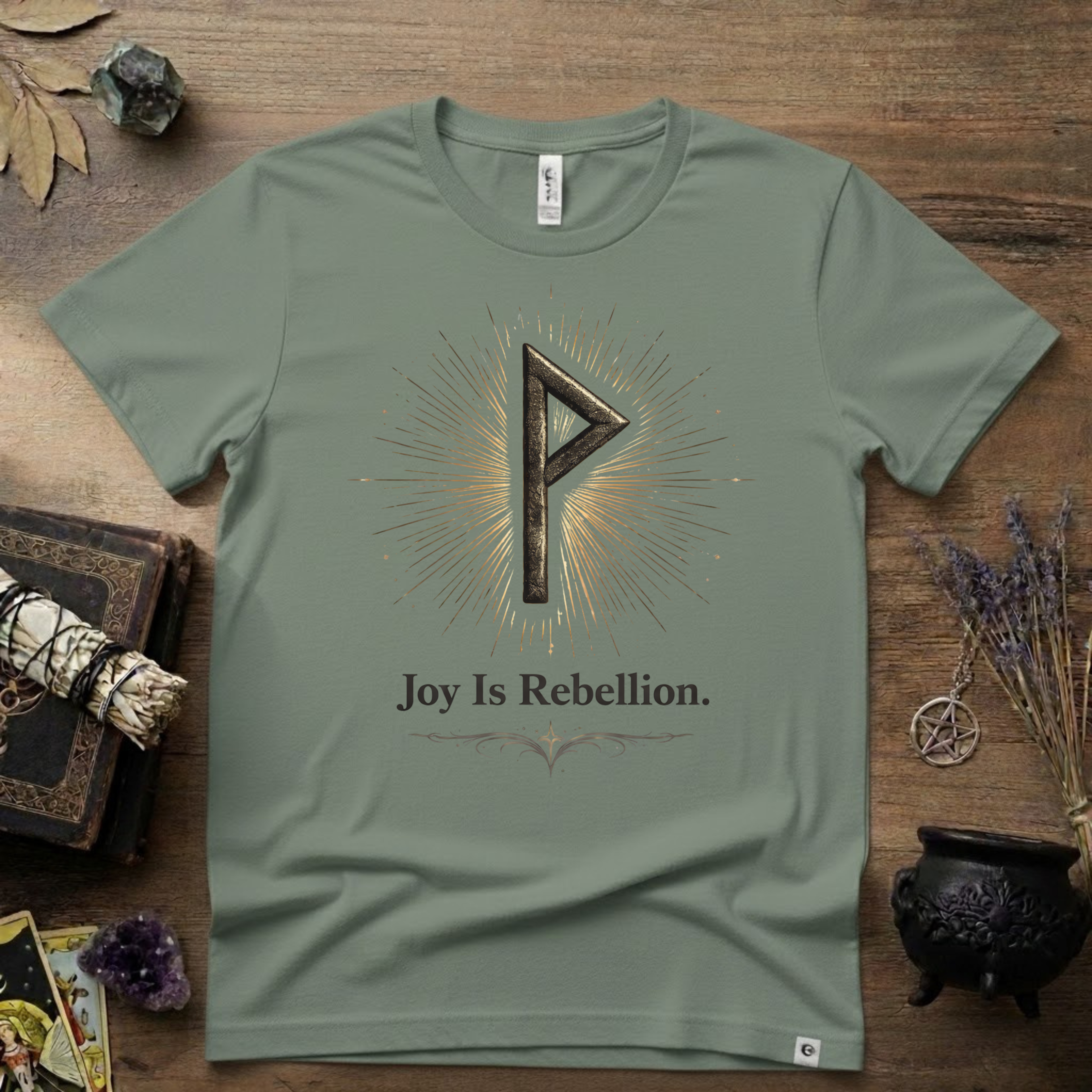 Wunjo Rune "Joy is Rebellion" T-Shirt