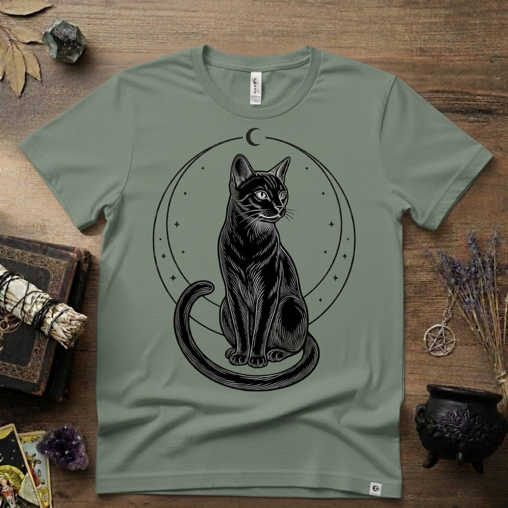 Black Cat Totem T-Shirt — Mystical Feline Graphic Tee