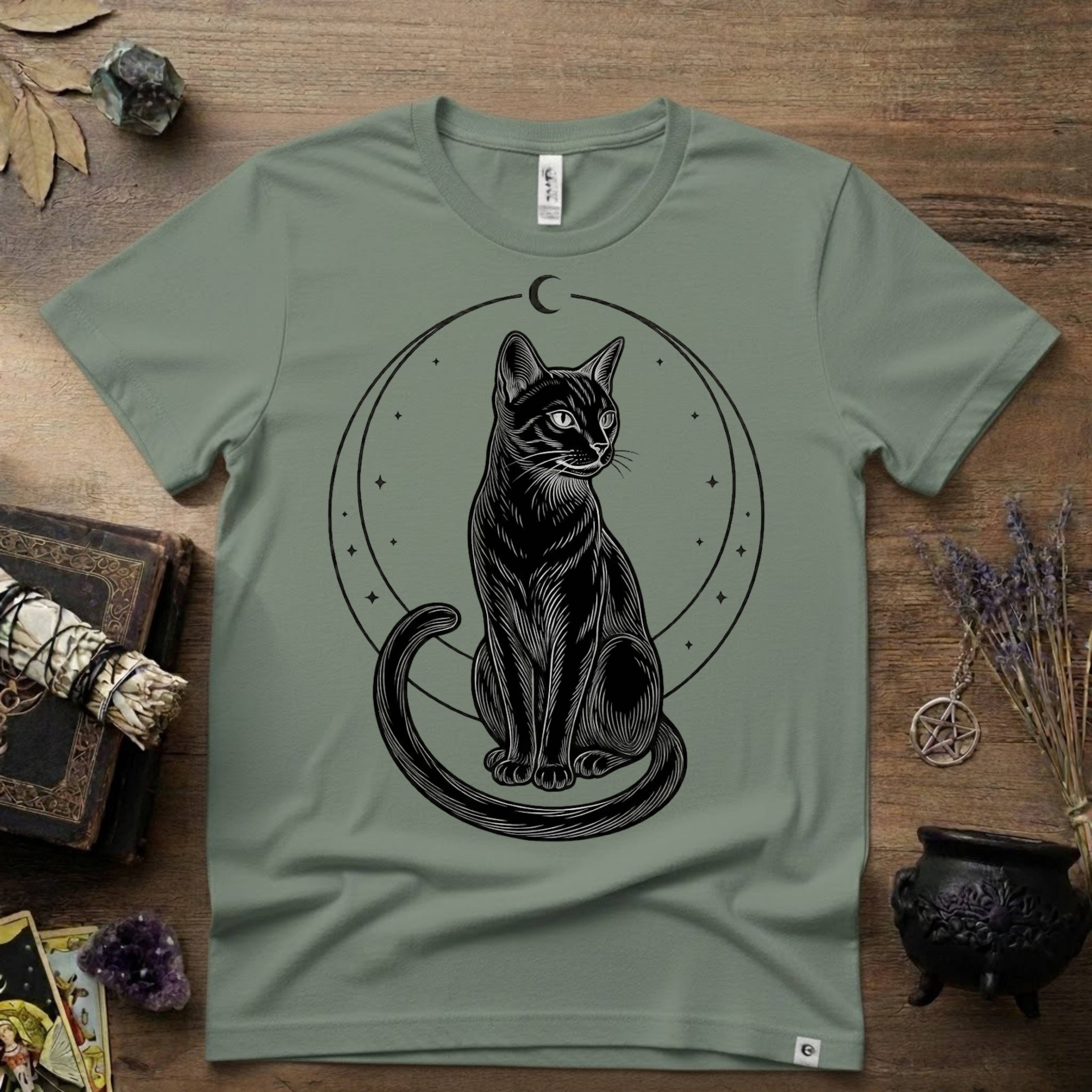 Black Cat Totem T-Shirt — Mystical Feline Graphic Tee