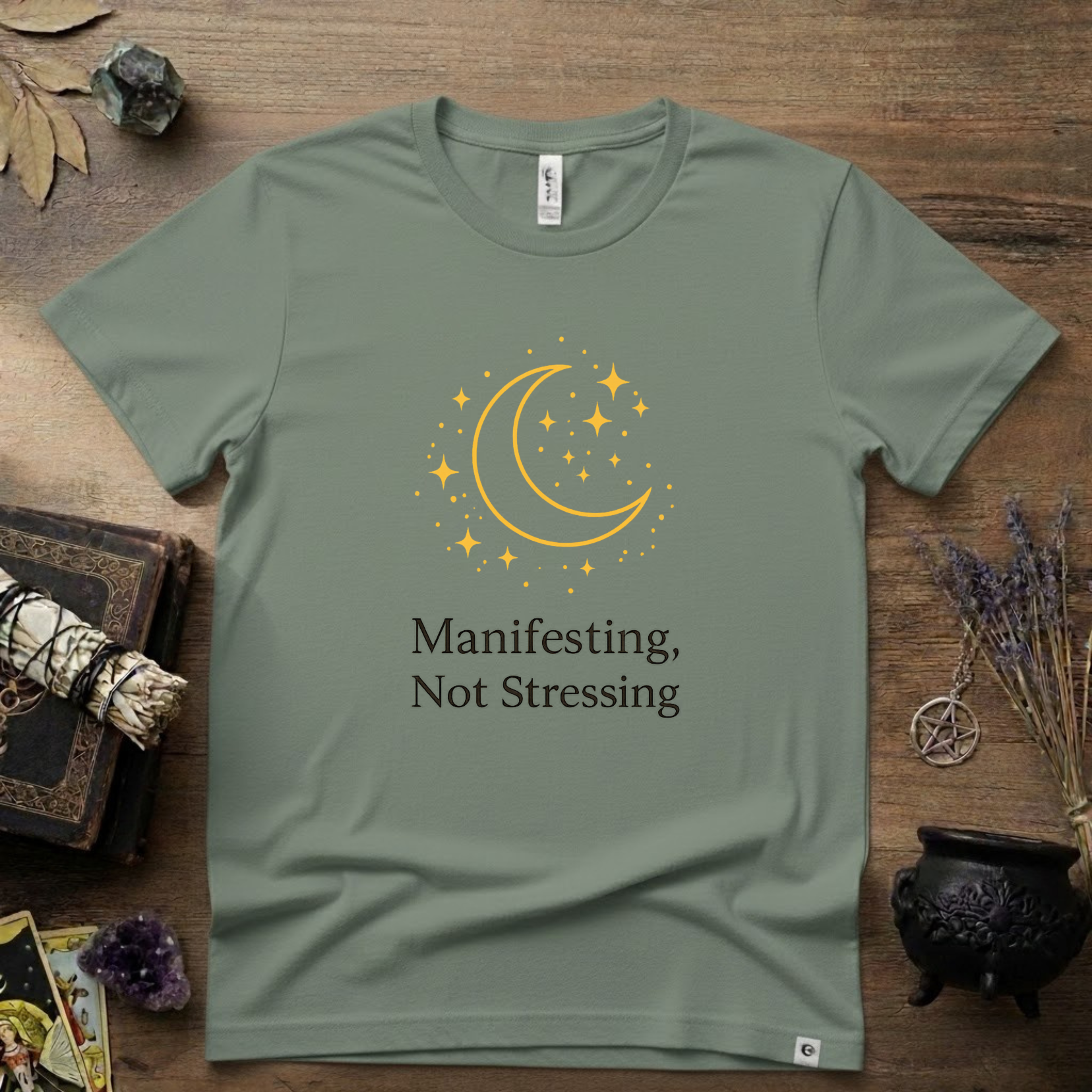 Witchy T-Shirt — "Manifesting Not Stressing"