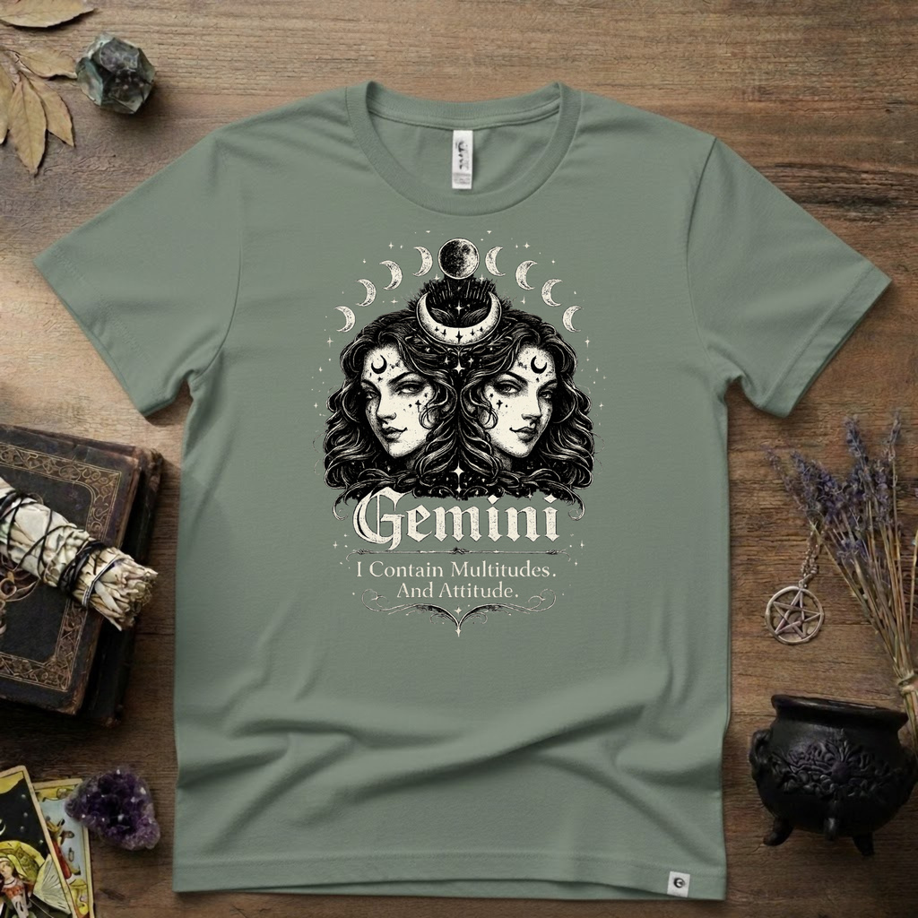 Gemini Zodiac 'I Contain Multitudes and Attitude' T-Shirt