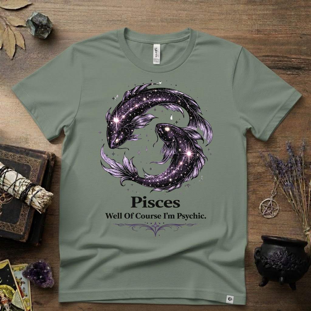Pisces Zodiac T-Shirt — “Well of Course I'm Psychic” Horoscope Tee