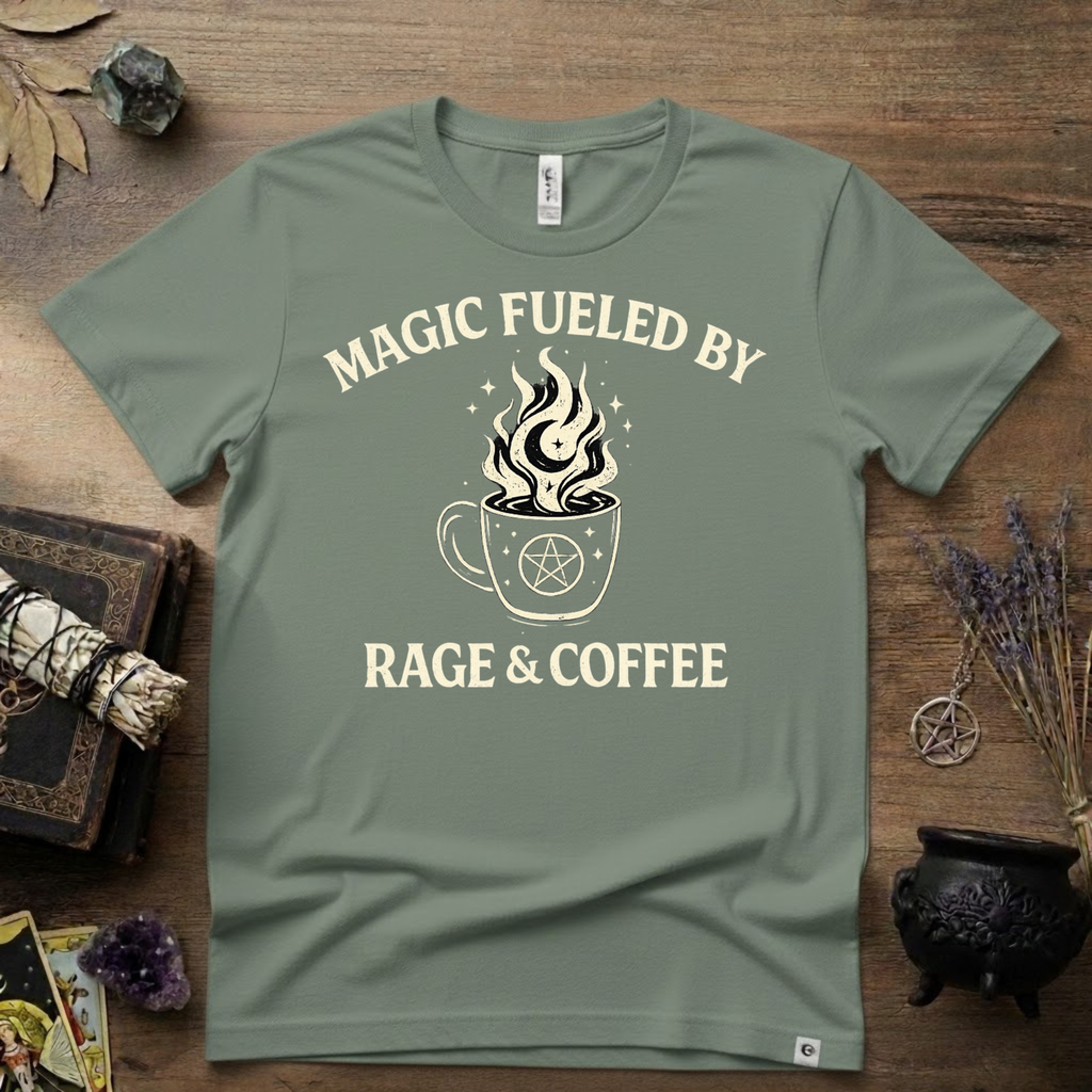 Witchy T-Shirt — "Magic Fueled by Rage and Coffee"