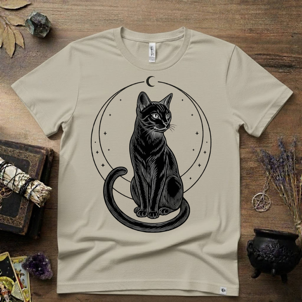 Black Cat Totem T-Shirt — Mystical Feline Graphic Tee