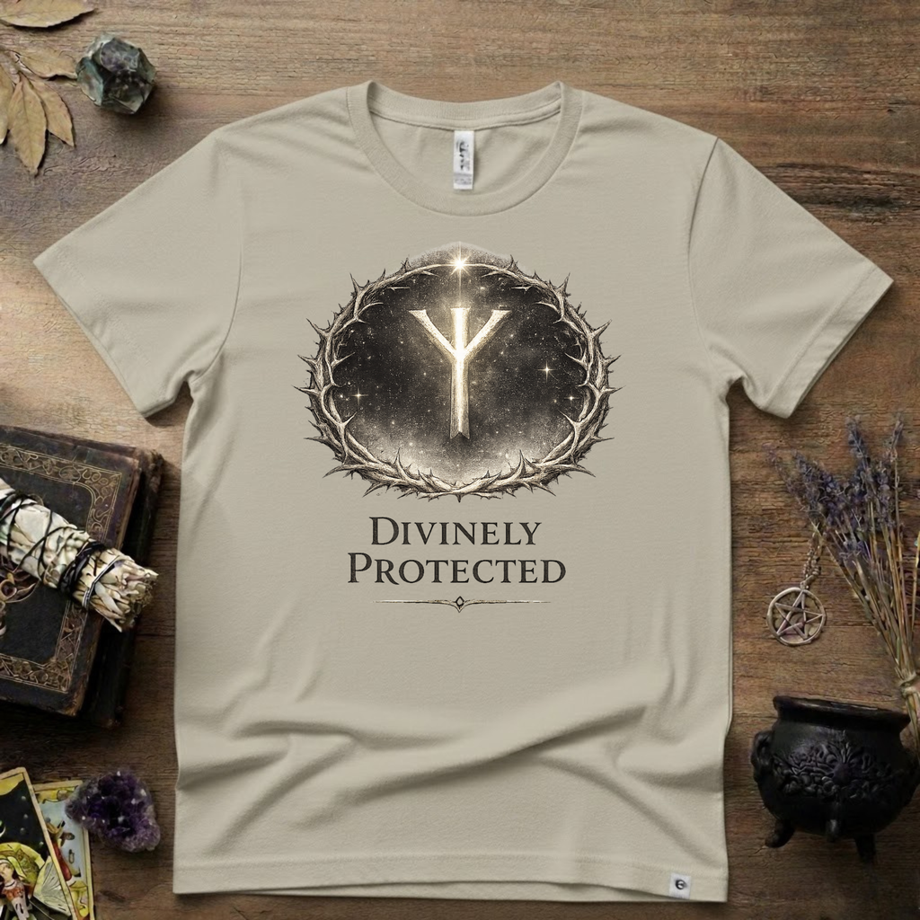 Divinely Protected Algiz Rune T-Shirt — Viking Protection Symbol Tee