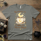 Witchy T-Shirt — Running on Coffee and Moon Magic"