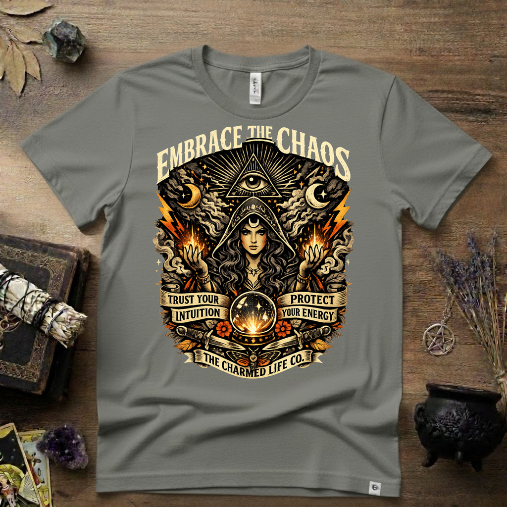 Witchy Tee "Embrace the Chaos" Graphic T-Shirt The Charmed Life Co. Logo