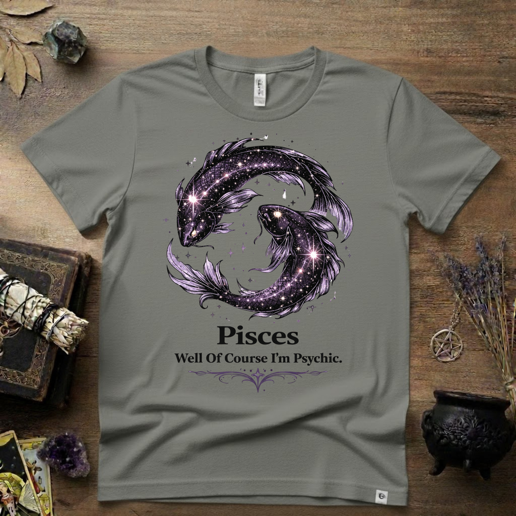 Pisces Zodiac T-Shirt — “Well of Course I'm Psychic” Horoscope Tee