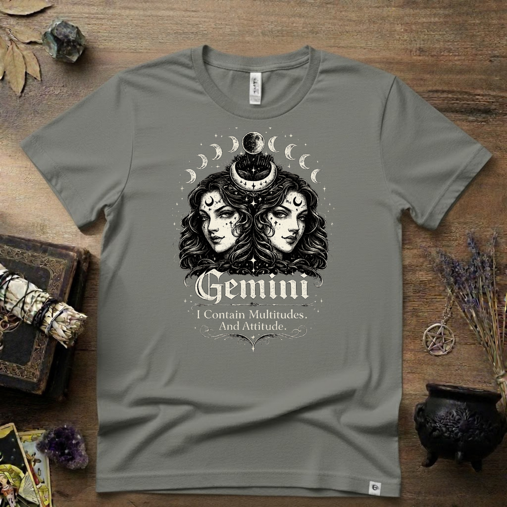 Gemini Zodiac 'I Contain Multitudes and Attitude' T-Shirt