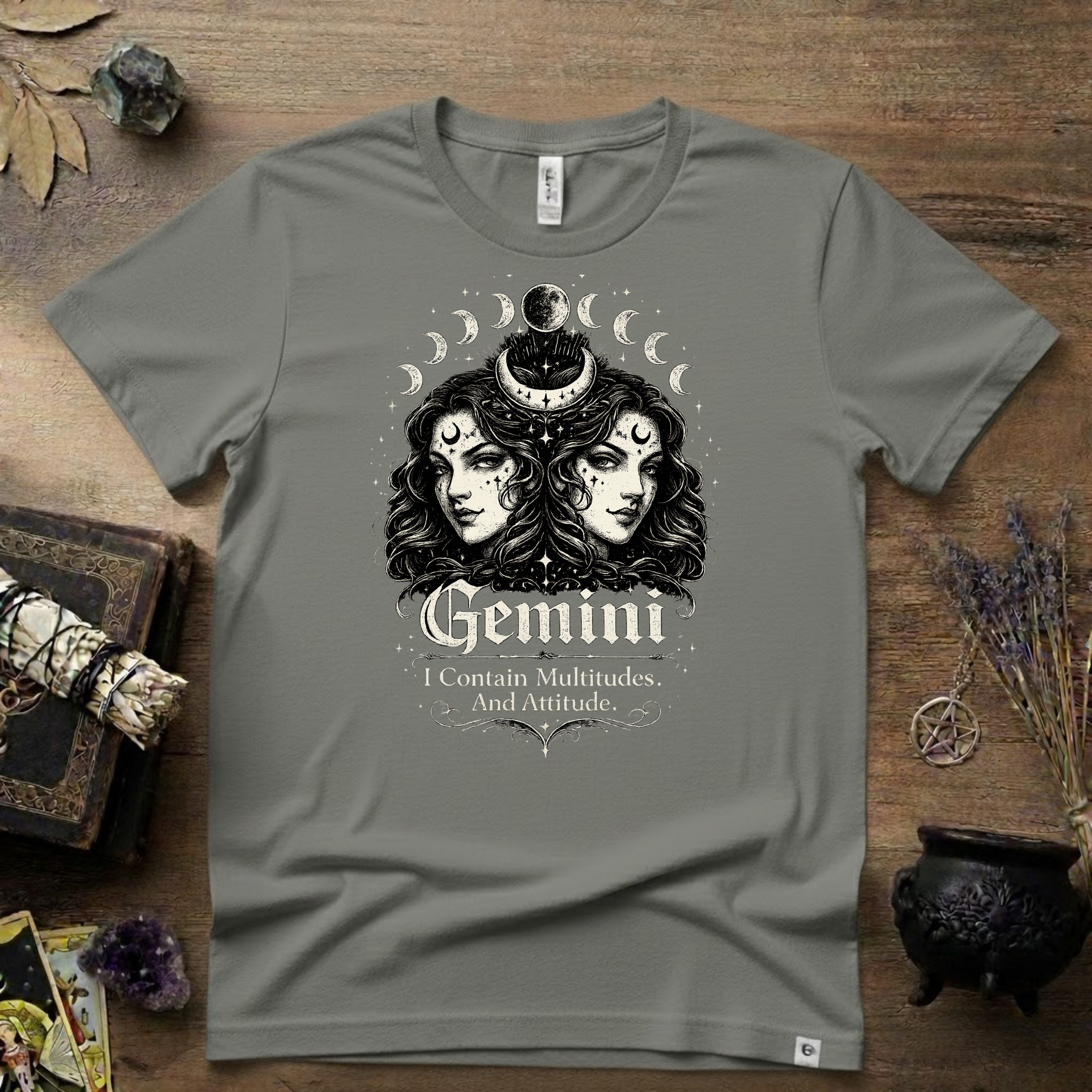 Gemini Zodiac 'I Contain Multitudes and Attitude' T-Shirt