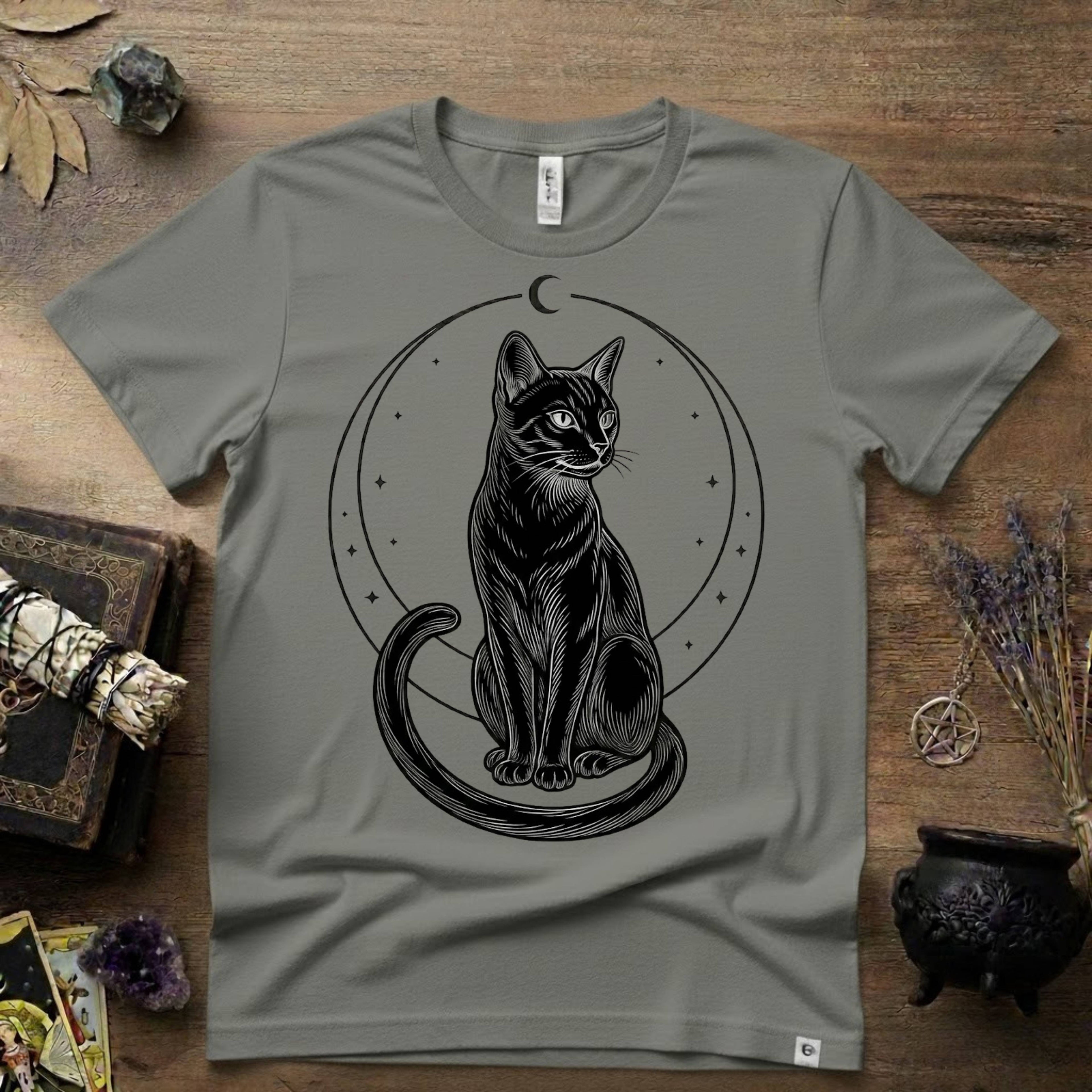Black Cat Totem T-Shirt — Mystical Feline Graphic Tee