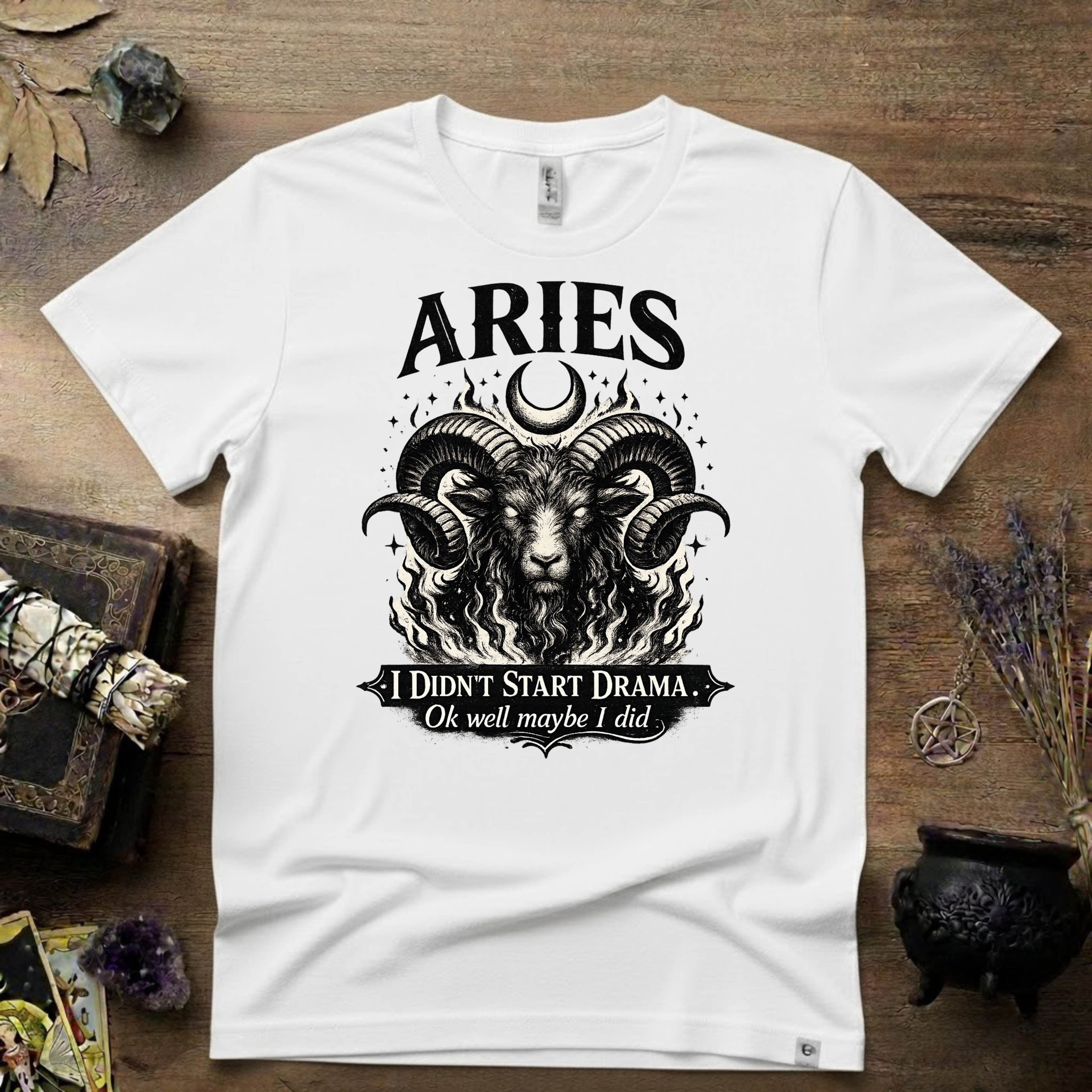 Aries Zodiac T-Shirt — Bold Ram "I didn't start the drama, Ok well maybe I did" Tee