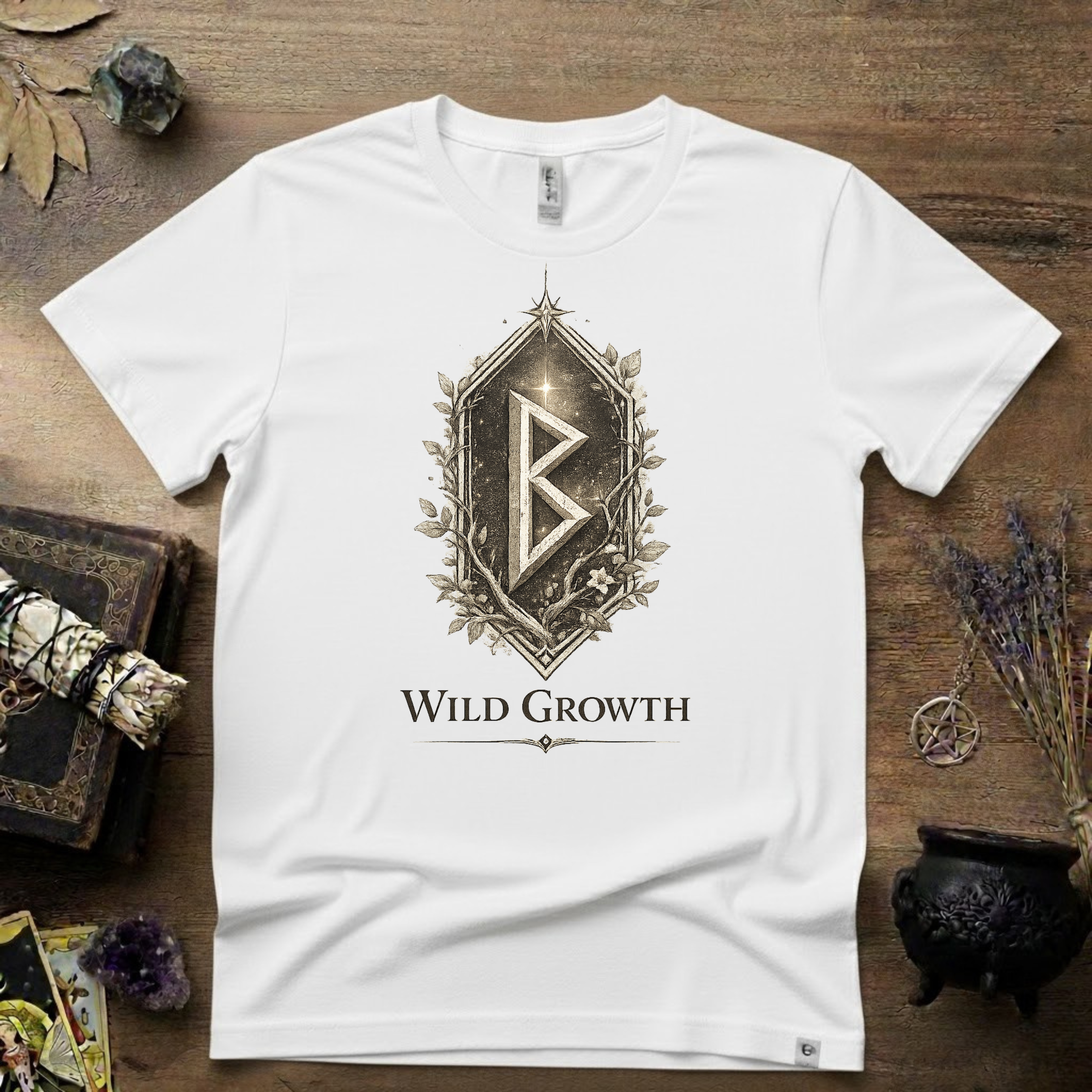 Berkano Rune T-Shirt — Wild Growth Pagan Symbol Tee