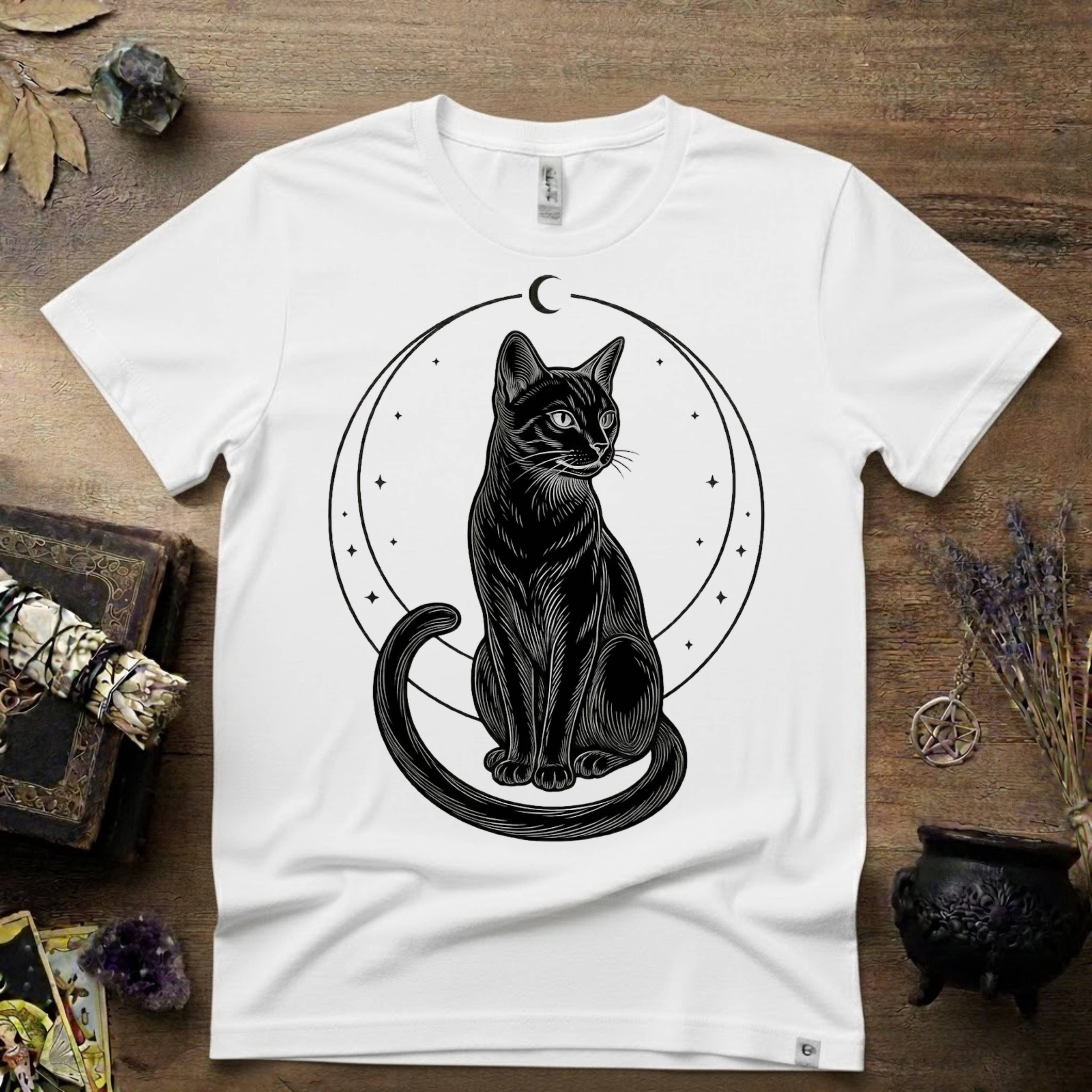Black Cat Totem T-Shirt — Mystical Feline Graphic Tee