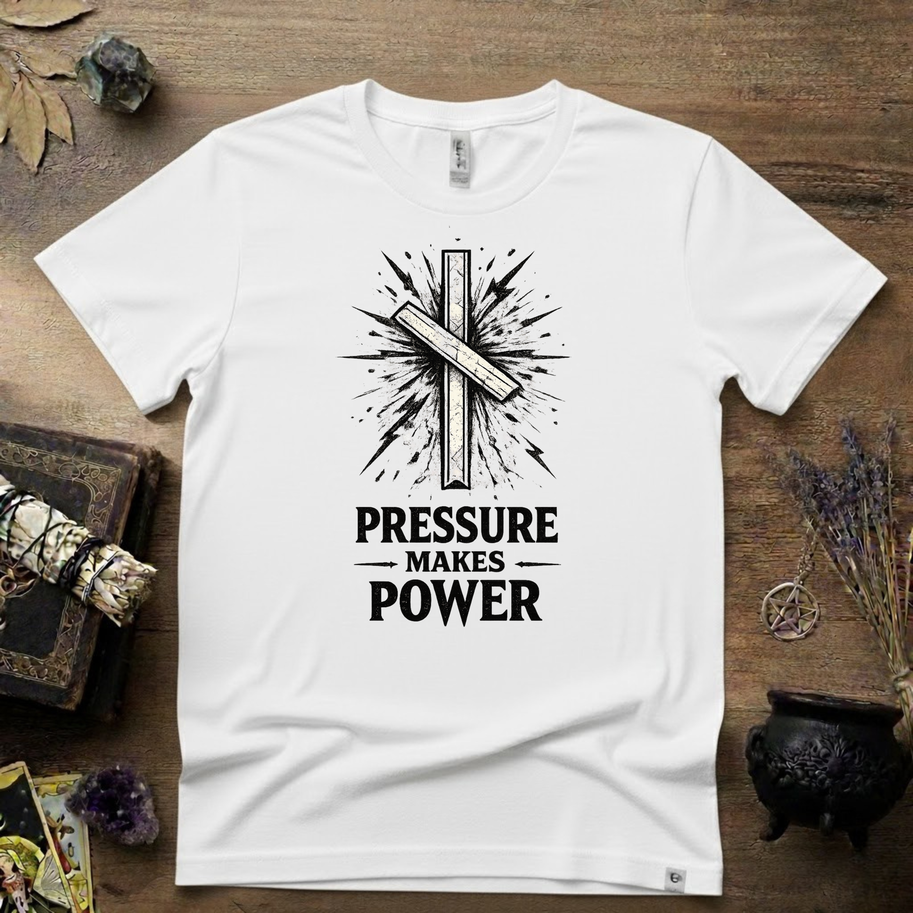 Nauthiz Rune "Pressure Makes Power" T-Shirt — Norse Rune Strength Tee