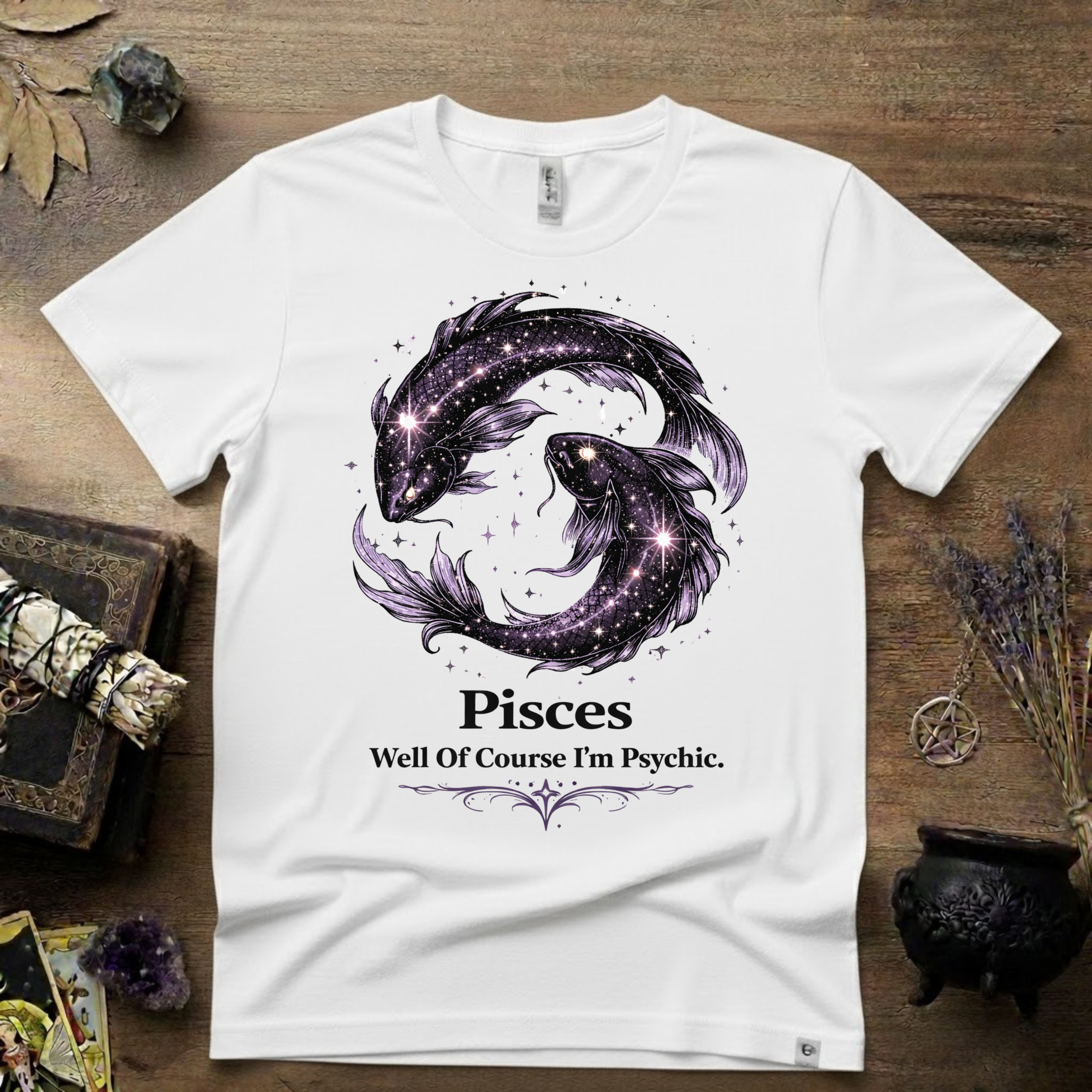 Pisces Zodiac T-Shirt — “Well of Course I'm Psychic” Horoscope Tee