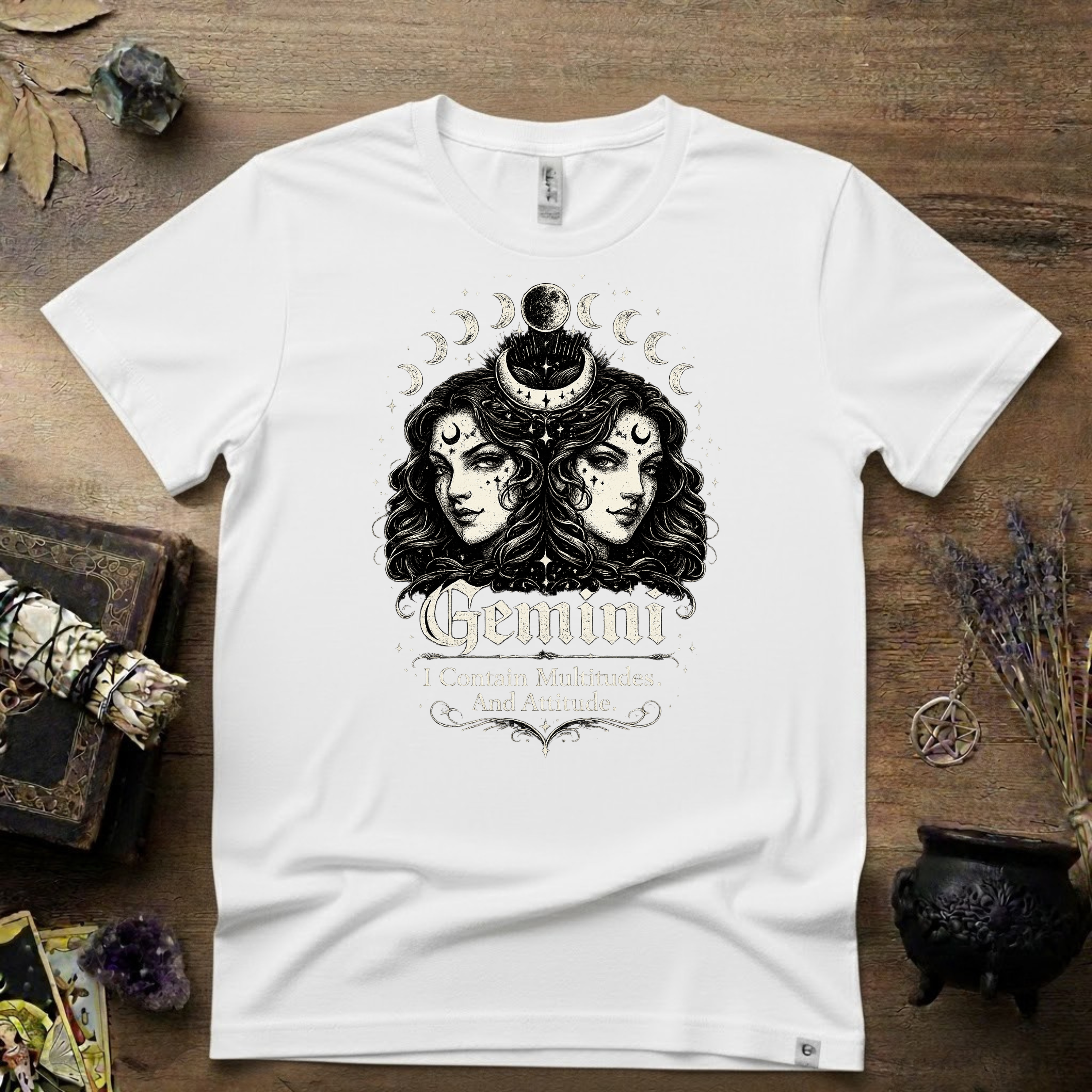 Gemini Zodiac 'I Contain Multitudes and Attitude' T-Shirt
